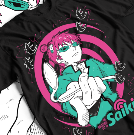 Футболка з аніме принтом Кусуо Саікі Дісастроус Ліфе оверсайз (S/M/L) Чорний AnimeJ0751 Дніпро