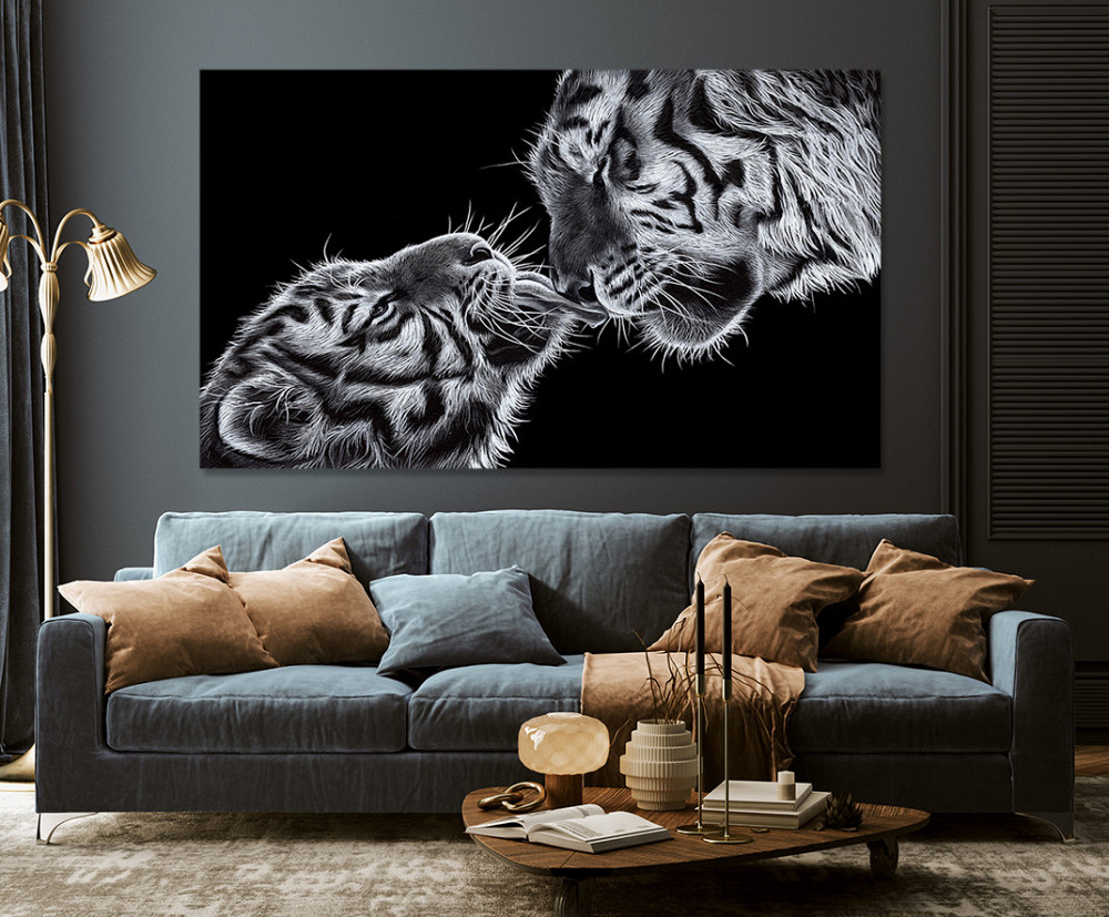 Картина холст у вітальню / спальню  Ніжність Тигрів   MLP_133  ( 60х30см ) 80х160см Київ - фото 3