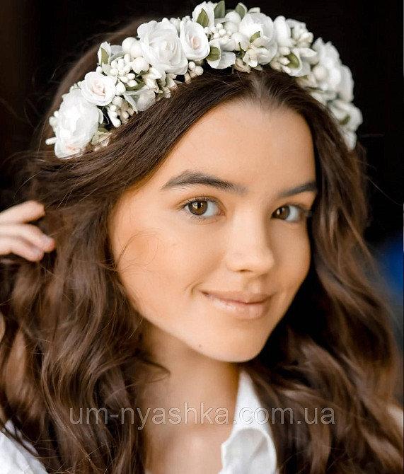 Обідок обруч з трояндочками "Білий Пишний" Кривий Ріг - фото 1