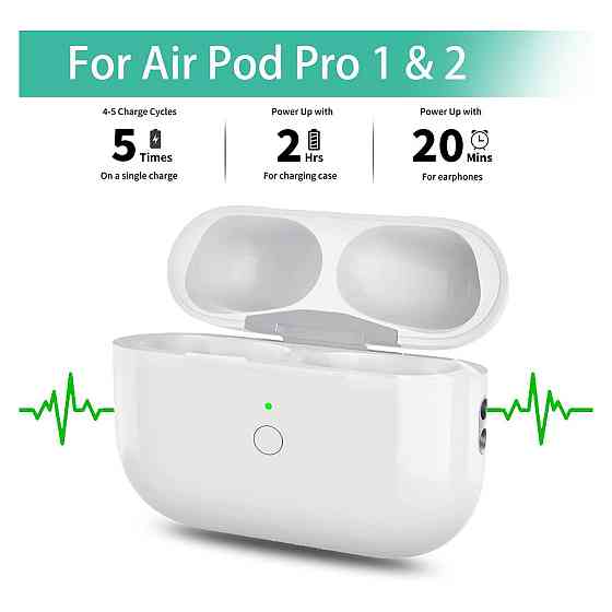 Зарядний кейс чохол для AirPods Pro 1/2 HIGSEEU сумісний без навушників Qi бездротова зарядка Lightning 500mAh Київ