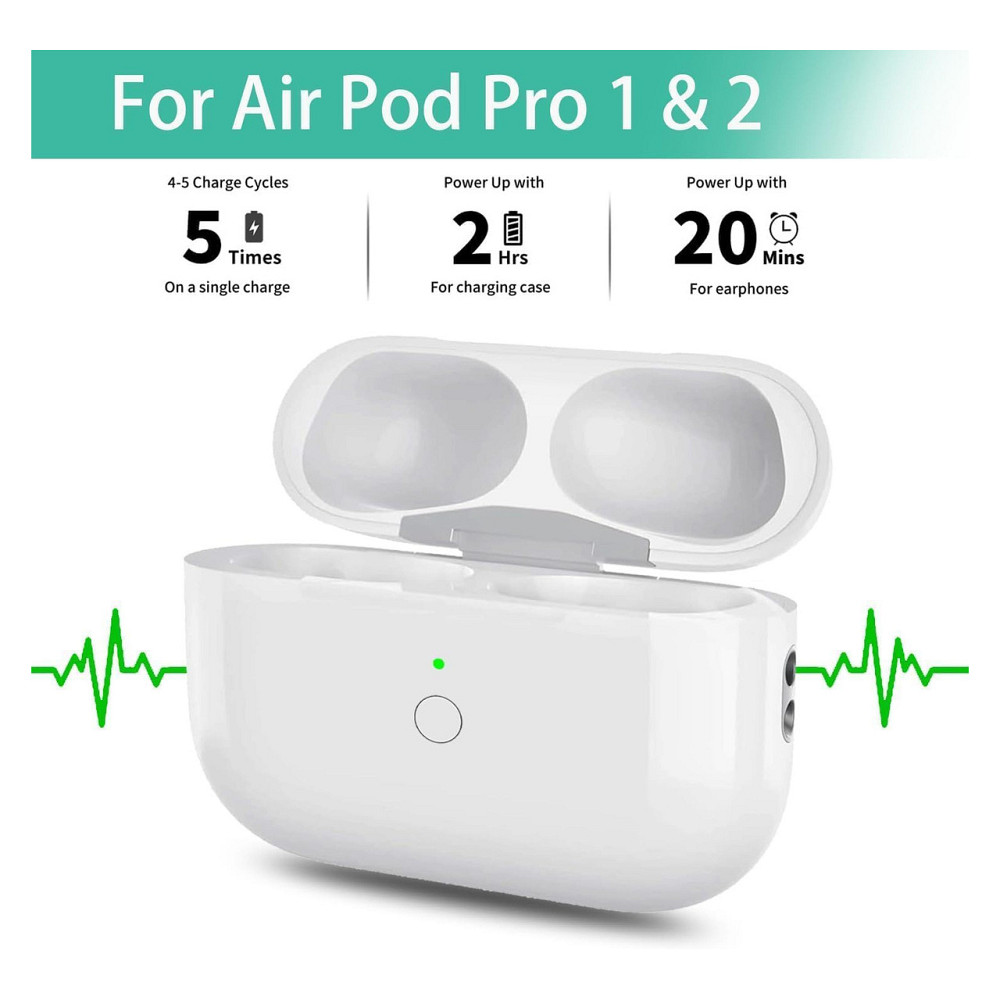 Зарядной кейс для AirPods Pro 1/2 HIGSEEU совместимый без наушников беспроводная Qi и Lightning 500mAh Киев - изображение 6