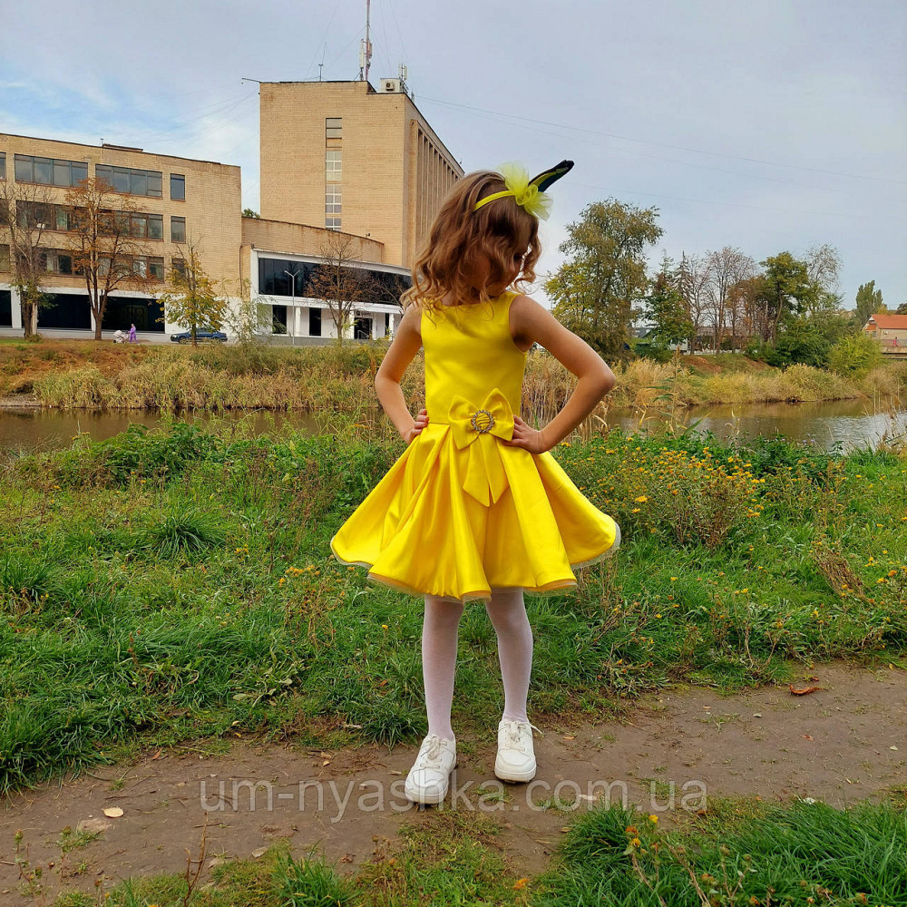 Желтое нарядное платье из королевского атласа Кривой Рог - изображение 1