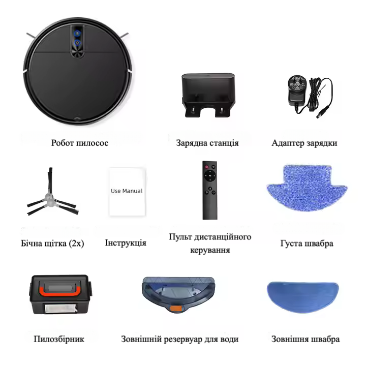 Робот-пилосос миючий TUYA D3 з вбудованим штучним інтелектом - чорний Киев - изображение 7