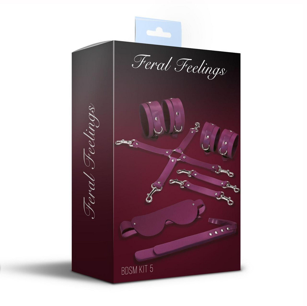 Набір Feral Feelings BDSM Kit 5 Burgundy, наручники, поножі, хрестовина, маска, падл Sex Aura Київ - фото 2