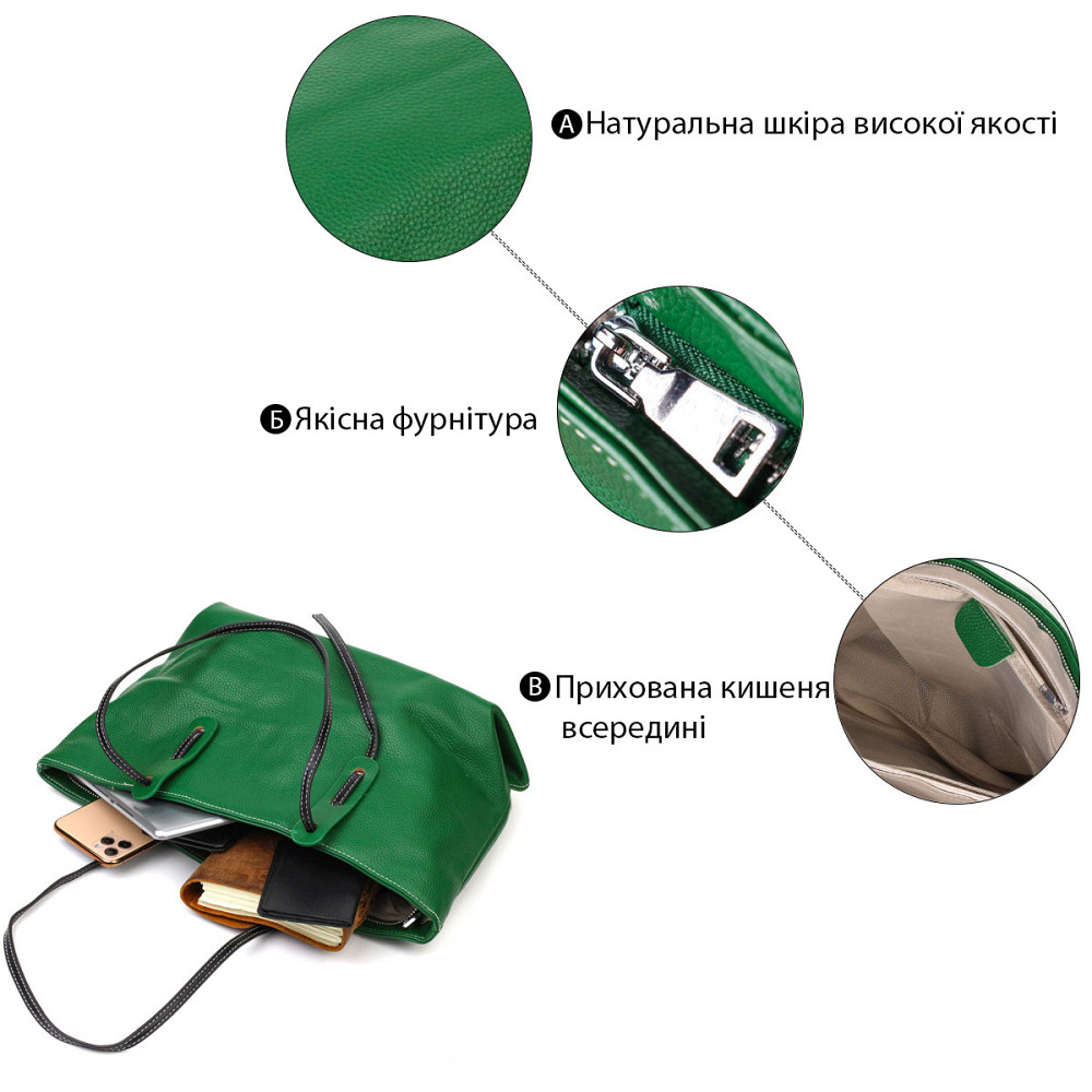 Сумка для женщин вместительная из натуральной кожи 22119 Vintage Черная Киев - изображение 5