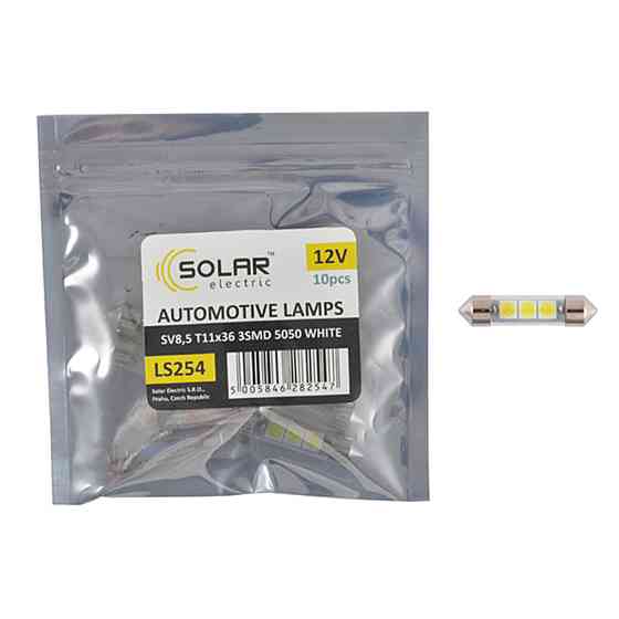 LED автолампа Solar 12V SV8.5 T11x36 3smd 5050 white 10шт Киев