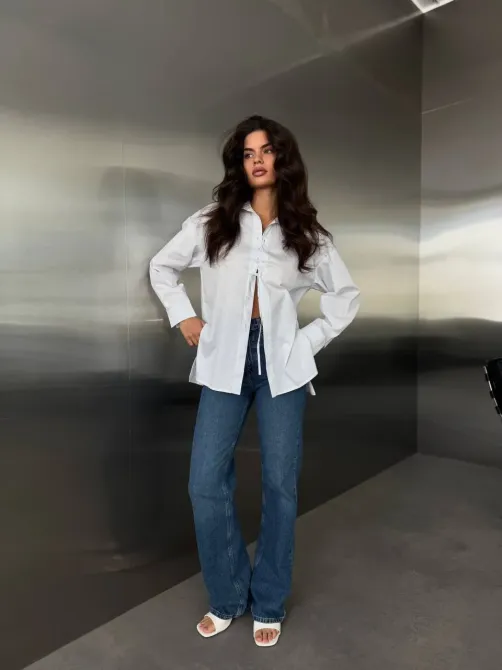 Жіноча сорочка oversize з преміум котону Туреччина — чорний, барбі, молоко Одеса - фото 15