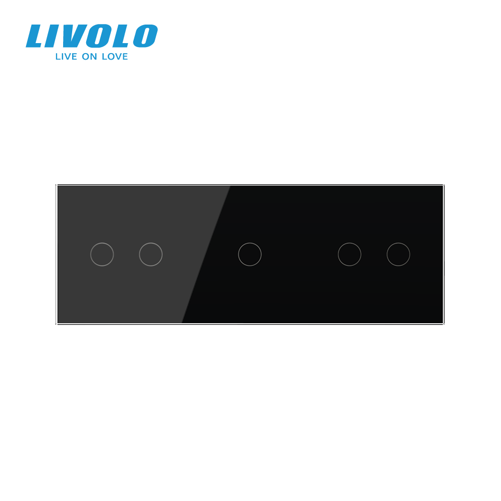 Сенсорний вимикач 5 сенсорів (2-1-2) Livolo чорний скло (VL-C702/C701/C702-12) Коломыя - изображение 4