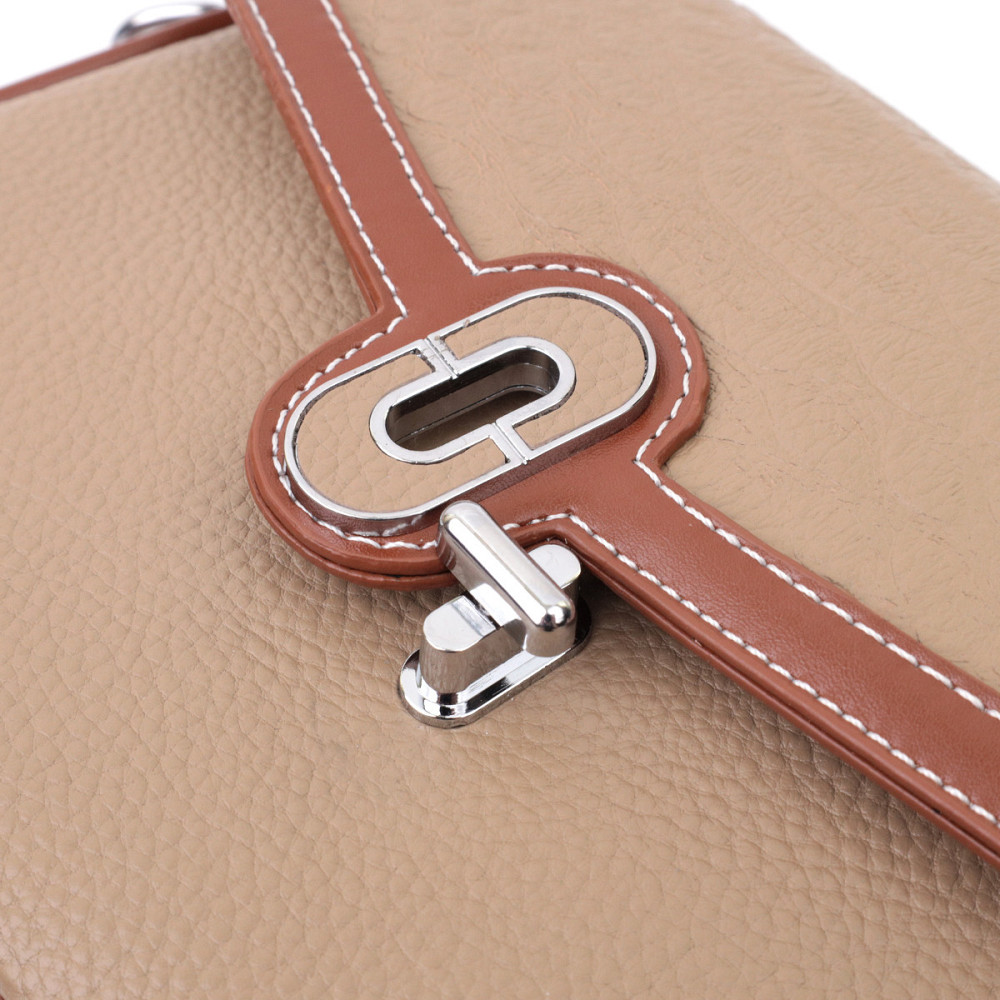 Стильная женская сумка с фактурным клапаном из натуральной кожи Vintage 22620 Бежевая Киев - изображение 5