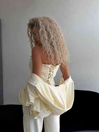 Жіночий велюровий комплект-трійка Молочний, 48/52 Харків