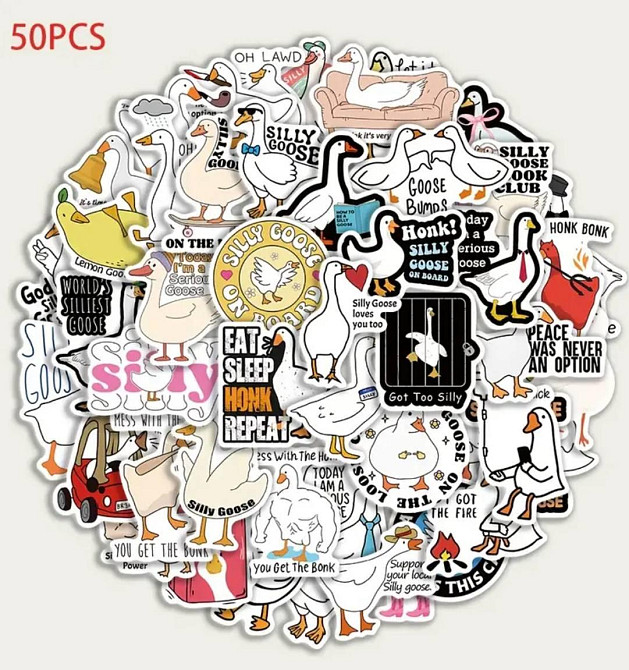 Набір наклейок (стикерів) Смішний Гусь (50 шт.), стикерпак Гусь Київ - фото 1