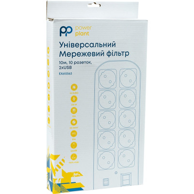 Мережевий фільтр живлення PowerPlant 10м, 10 розеток, USB, євро, 100% мідь (YS-N6065/10) (EX610563) Вінниця - фото 3