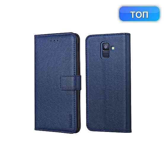 Чохол для телефону кейс гаманець Peakally Samsung Galaxy A6 2018 синій PU шкіра TPU підставка слоти для карт магніт Київ