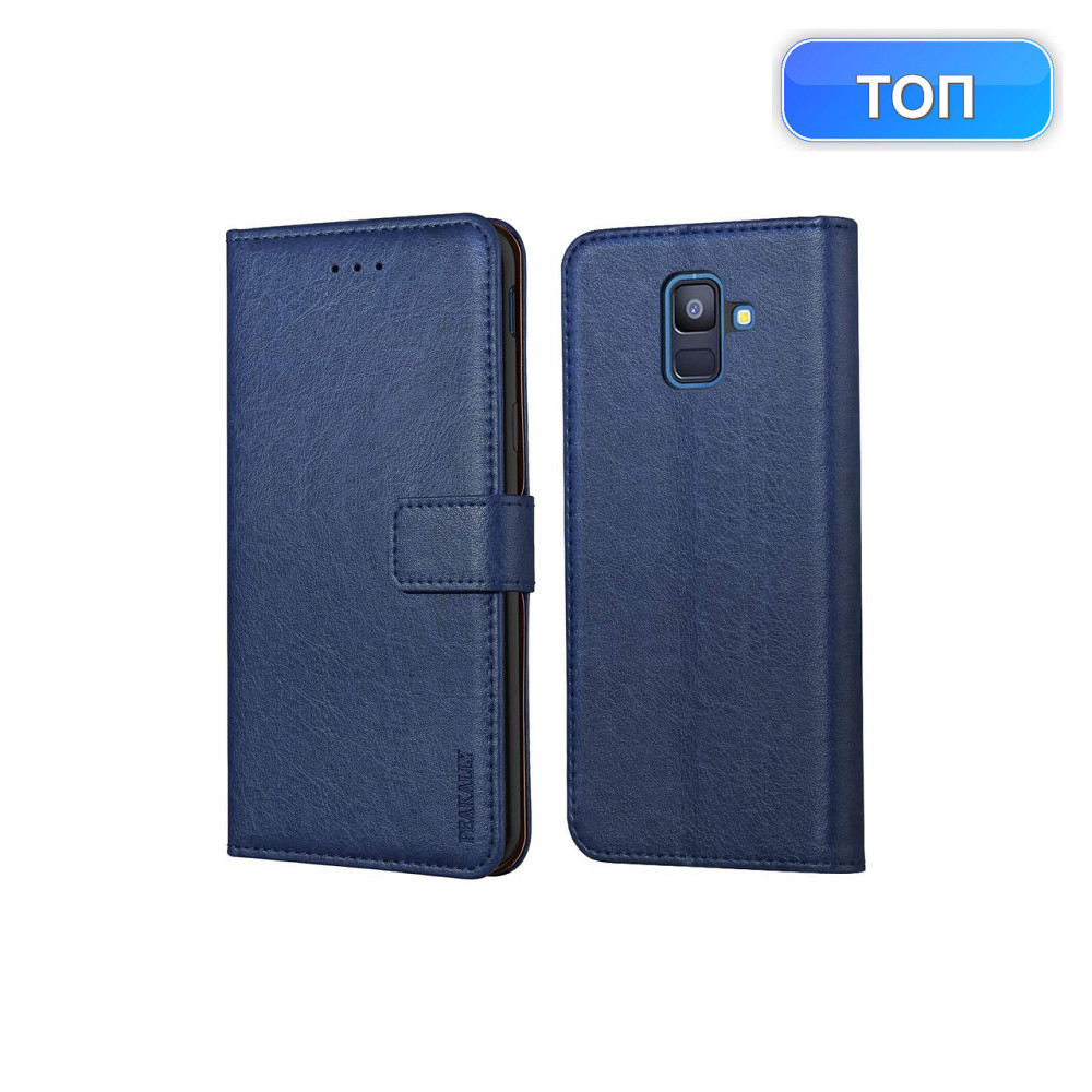 Чохол для телефону кейс гаманець Peakally Samsung Galaxy A6 2018 синій PU шкіра TPU підставка слоти для карт магніт Київ - фото 1