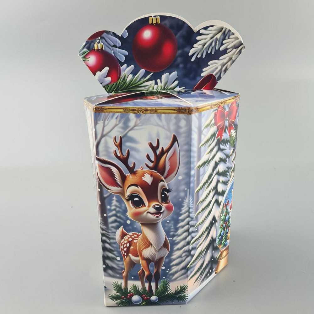 Новогодняя подарочная картонная упаковка для конфет (800грм) №214 