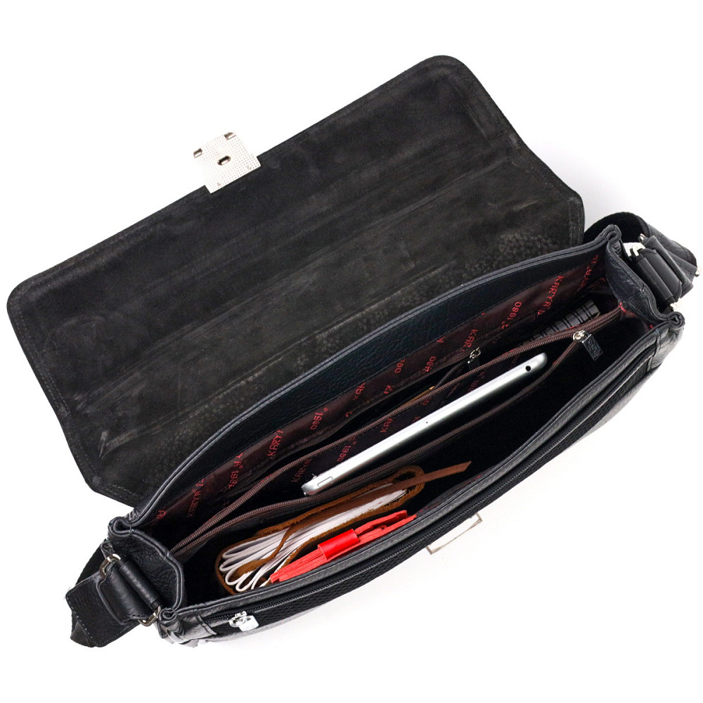 Класичний чоловічий портфель KARYA 20940 шкіряний Чорний Київ - фото 5