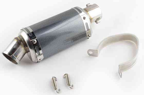 Глушник (тюнінг) 175 * 88mm, кріп. Ø48mm (нержавіюча сталь, овал, карбон чорний, прямоток, mod:1) Київ