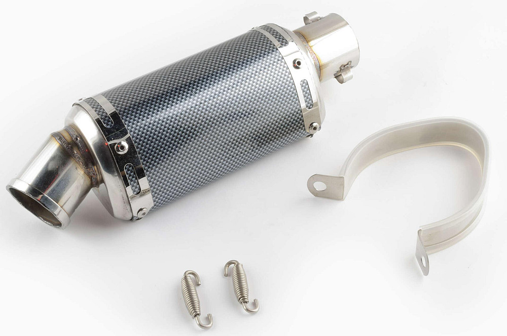 Глушник (тюнінг) 175 * 88mm, кріп. Ø48mm (нержавіюча сталь, овал, карбон чорний, прямоток, mod:1) Київ - фото 1