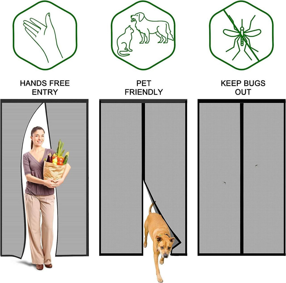 Сетка противомоскитная магнитная, черная москитная сетка на липучке для двери, балкона, патио 75×210 см Cinkee Киев - изображение 3