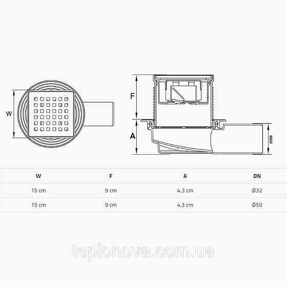 Трап душовий TILLO TM431 15х15см Чернівці