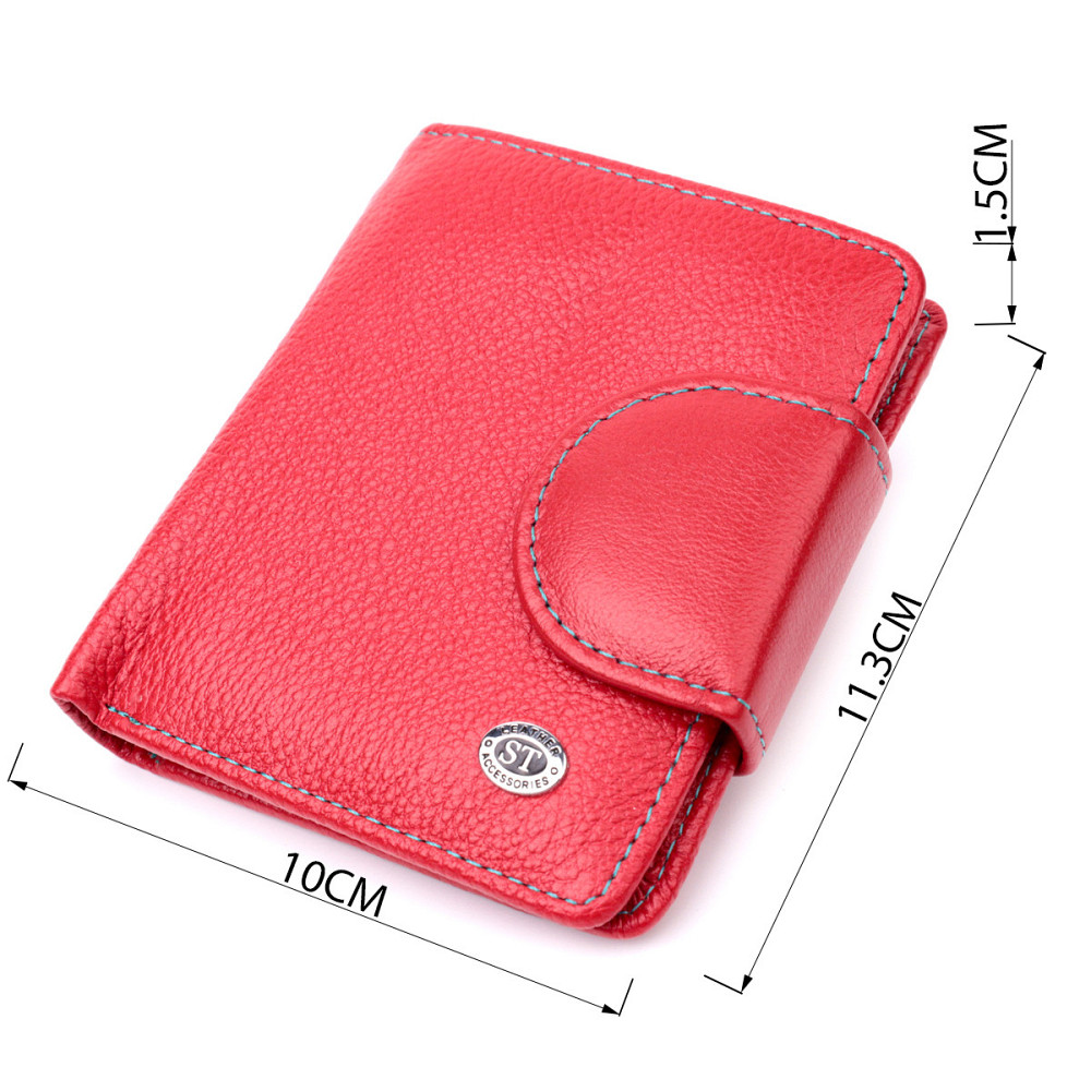 Кожаный яркий кошелек с монетницей для женщин Красный (ST Leather) Киев - изображение 8