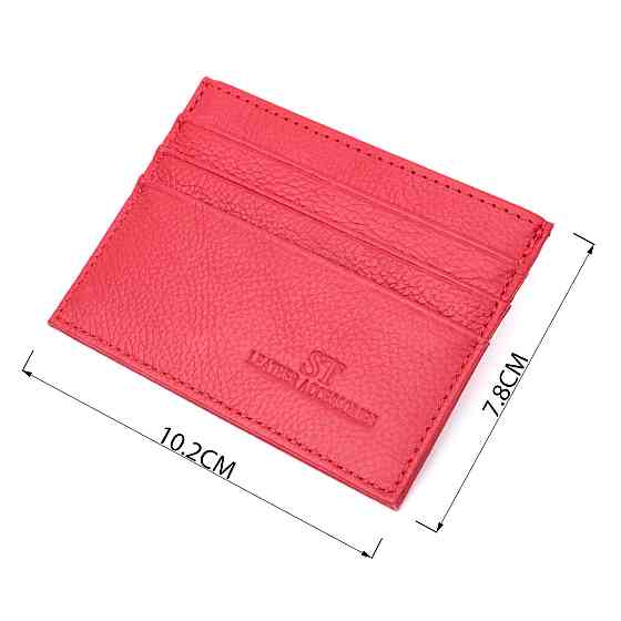 Яскравий кард-кейс із натуральної шкіри ST Leather 22445 Червоний Київ