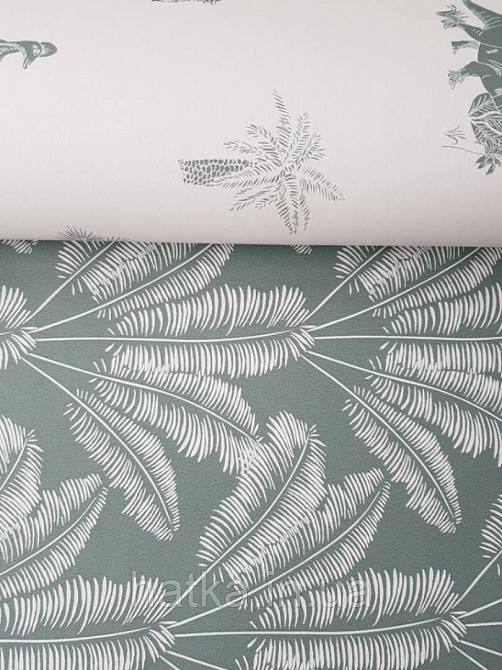 Шпалери флізелінові дитячі Caselio Our Planet листя папороті білі на сірому тлі Київ - фото 2