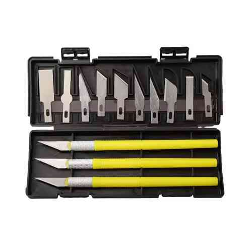 Нож прецизионный 3шт с 13 сменными лезвиями для резки дерева кожи, пластик, кейс Вінниця