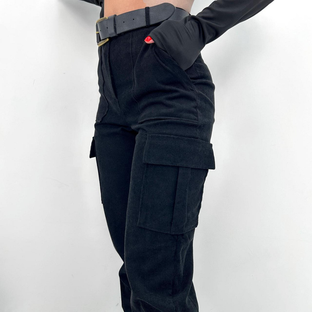 Жіночі вельветові брюки карго "Urban" оптом | Батал Чорний, 52 Київ - фото 6