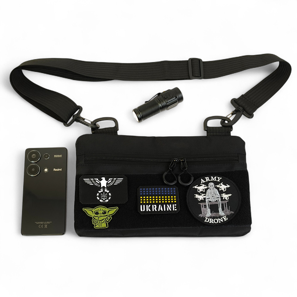 Молодежная тактическая сумка для патчей на плечо с 4 карманами black YC-83 Львов - изображение 8