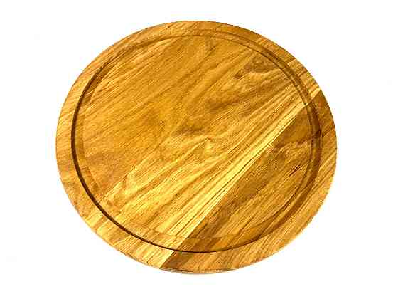 Деревянная тарелка из натурального дерева диаметр 25 см, высота 2 см, тарелка для закусок Каменец-Подольский