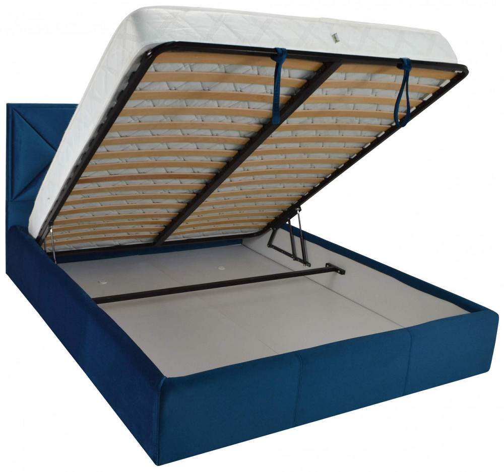 Кровать Двуспальная Leeds VIP 160 х 200 см Missoni 017 С дополнительной металлической цельносварной рамой Синий Днепр - изображение 6