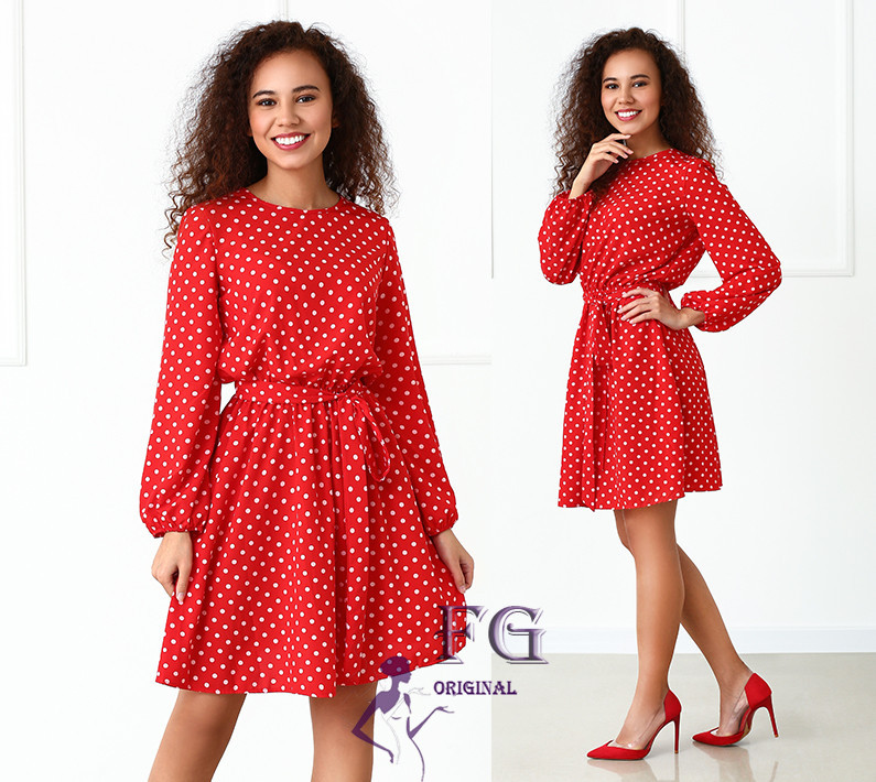 Платье с длинными рукавами в горошек Софи Киев - изображение 2