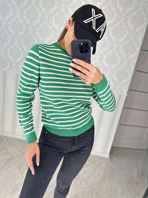 Жіночий модний в'язаний светр у смужку. 42-48р. Київ - фото 7