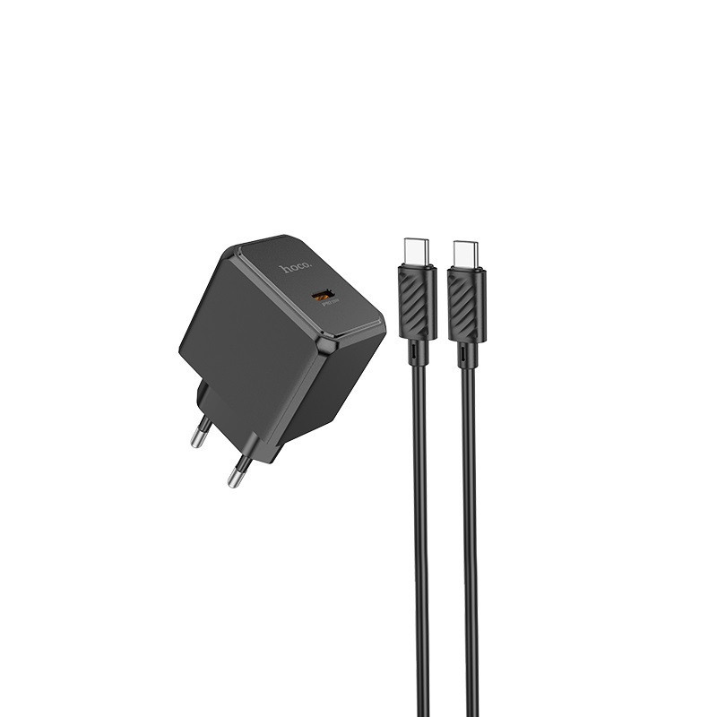 Мережевий зарядний пристрій з кабелем HOCO CS13A Ocean single port PD20W charger set(Type-C to Type-C) Black Одеса - фото 1