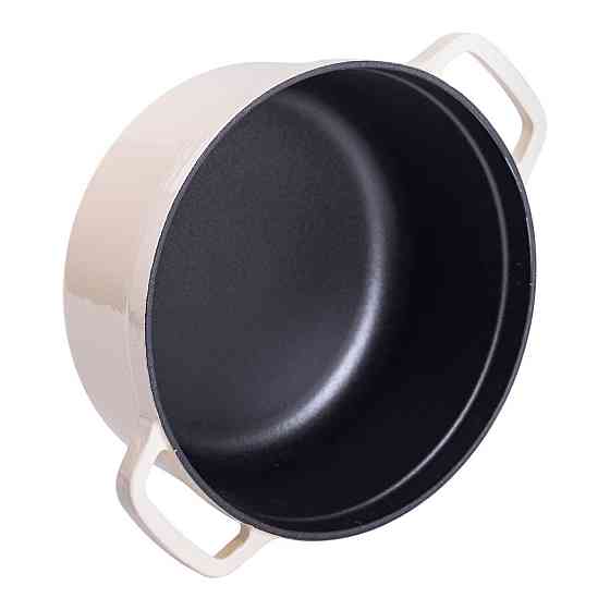 Каструля чавунна емальована 3 л з кришкою Ø24 см Бежева HP-1-3BE Київ