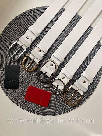 Широкий женский ремень белого цвета из натуральной кожи 40мм PS Leather Киев - изображение 1