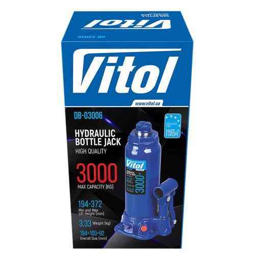 Гидравлический телескопический домкрат 3т в коробке, высота 194-372 мм, вес 3.33 кг (DB-03006/T90304) Харьков