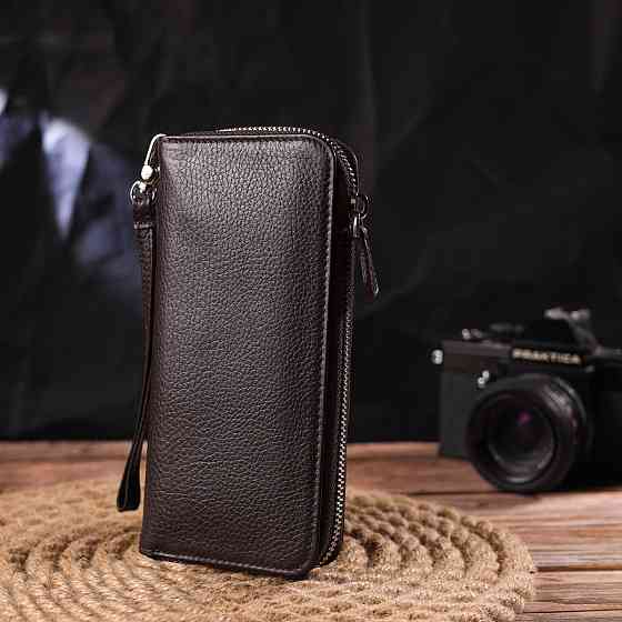 Практичний гаманець для жінок із натуральної зернистої шкіри CANPELLINI 21617 Коричневий Київ