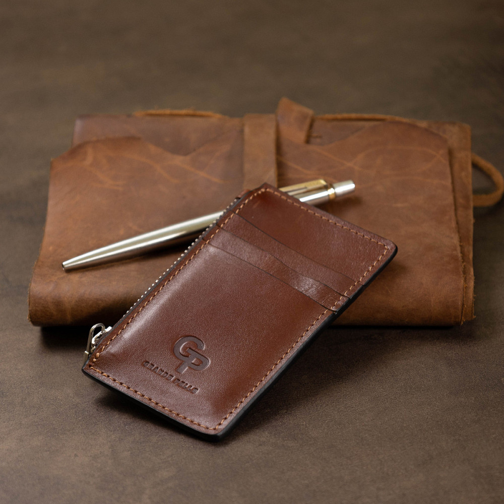 Кожаный мужской картхолдер Коричневый (GRANDE PELLE) Киев - изображение 4