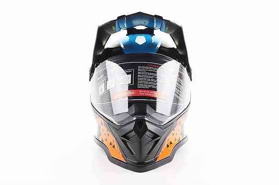 Шолом кросовий/ендуро/АТV зі склом BLD-819-7  S (55-56см), ЧОРНИЙ/ЖОВТО-СИНІЙ Киев