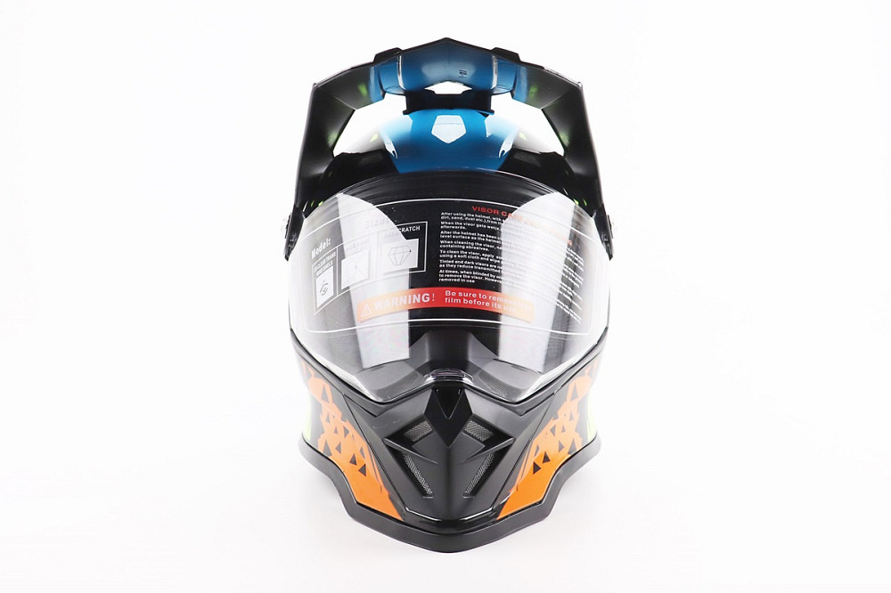 Шолом кросовий/ендуро/АТV зі склом BLD-819-7  S (55-56см), ЧОРНИЙ/ЖОВТО-СИНІЙ Киев - изображение 4