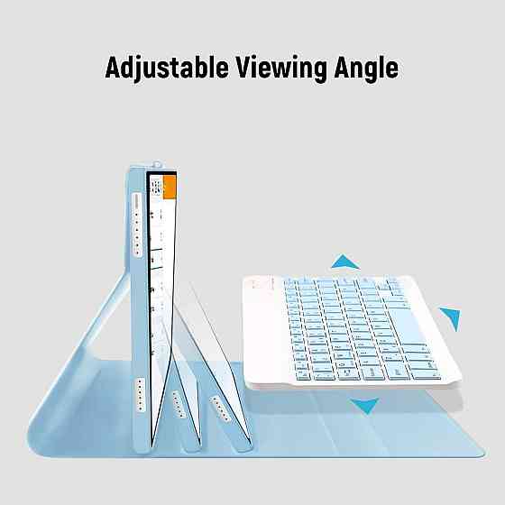 Чохол з Bluetooth-клавіатурою для Lenovo Tab M10 Plus 3-го покоління 10.6”, блакитний з тримачем для стилуса, QWERTY розкладка Київ