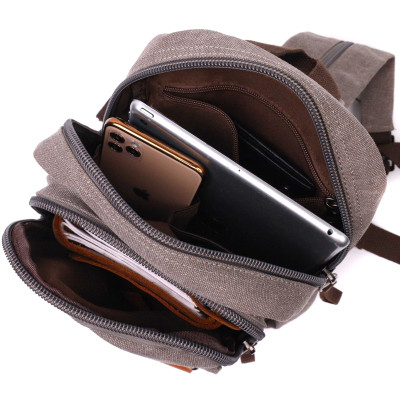 Сумка Vintage З двома відділеннями з щільного текстилю Сіра (22161) Вінниця - фото 11