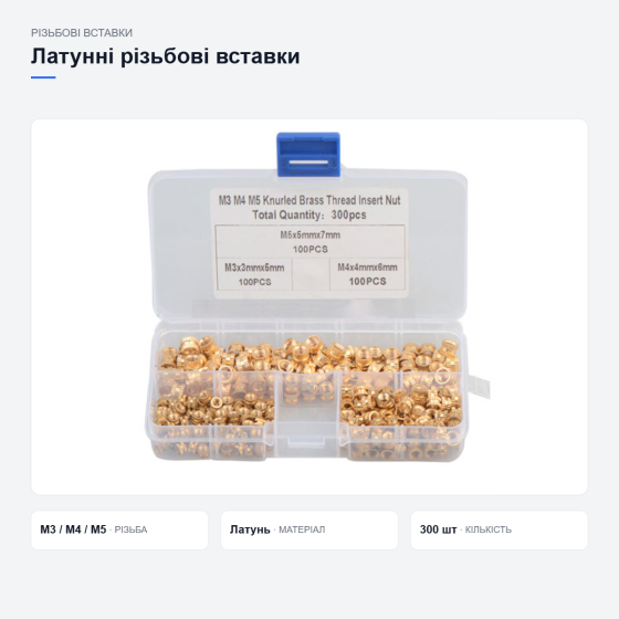 Латунні різьбові вставки з накаткою Київ