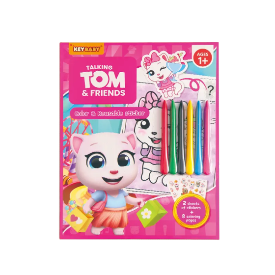 Дитяча книжка-розмальовка Keybaby з крейдою та наліпками для дітей від 1 року, у кольорі Pink Кам'янець-Подільський