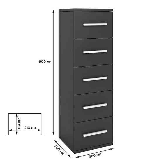 Комод 5 ящиков М-ЗОН Джеко 300 Антрацит (MZN-031018) Львов