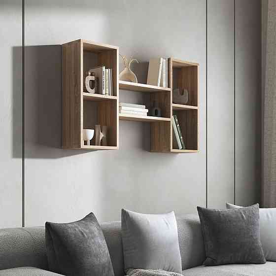 Навісна полиця VAYS M-11 Дуб Сонома, з нішами для книг і декору, ЛДСП, 100×18×60 см - для вітальні, спальні, кабінету Львів