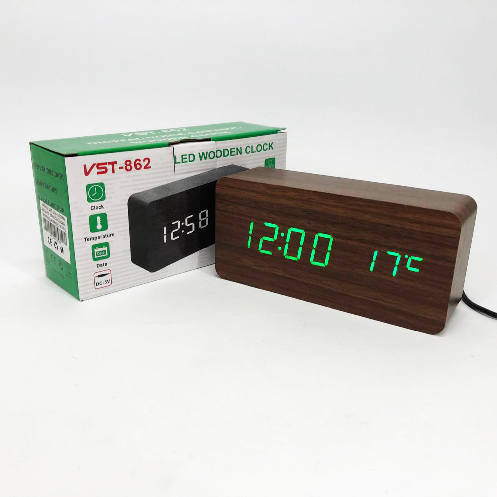 Оригинальные настольные часы VST-862-4, Черные настольные зеркальные часы, Часы DN-348 электронные настольные Киев - изображение 6