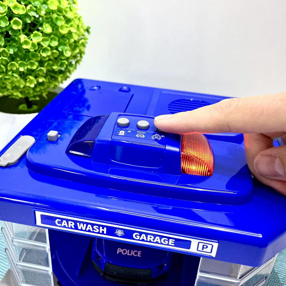 Набір Поліцейський автомийка металопластикова машинка підсвічування парогенератор звуки рухомі елементи мікрофон Синій (CLM 888) Чернигов - изображение 4
